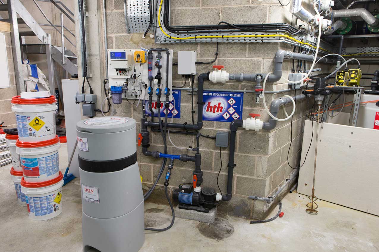 Water treatment units in the control room.